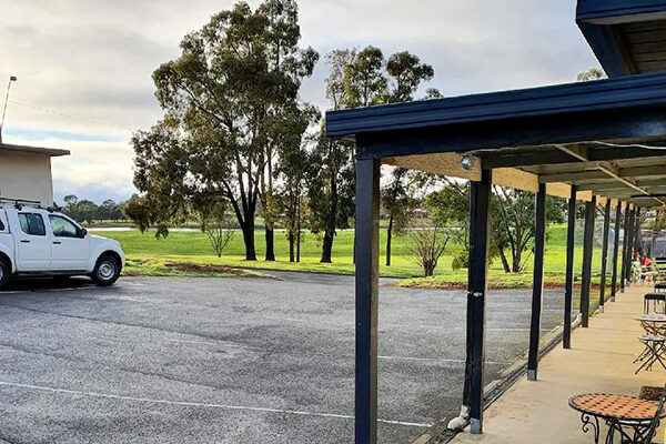 Lake Hamilton from the carpark at Budget on the Lake Motor Inn entrance, Hamilton, VIC