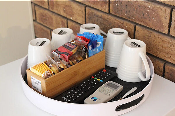 Tea, coffee and snacks in room at the Dunolly Golden Triangle Motel, VIC