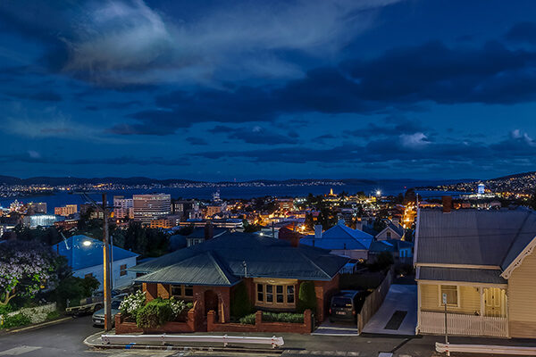 Night view from the Marquis Hotel Motel, Hobart, TAS