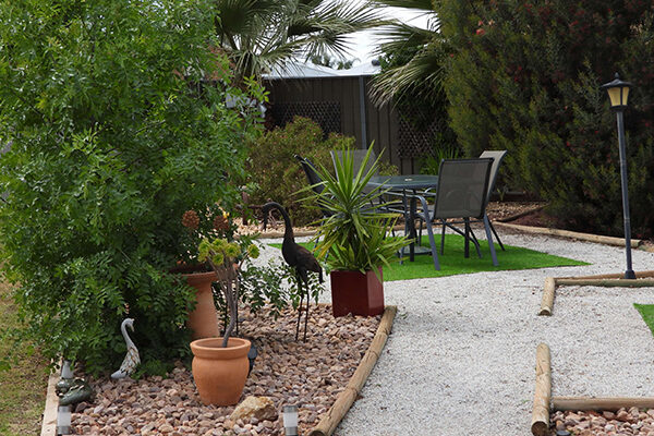 Garden seating at the Orana Motor Inn, Irymple, VIC