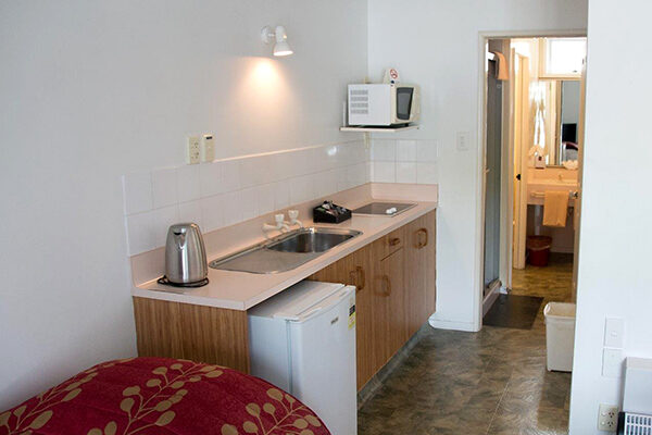 Kitchenette in a room at the Rose Court Motel, Rotorua, NZ