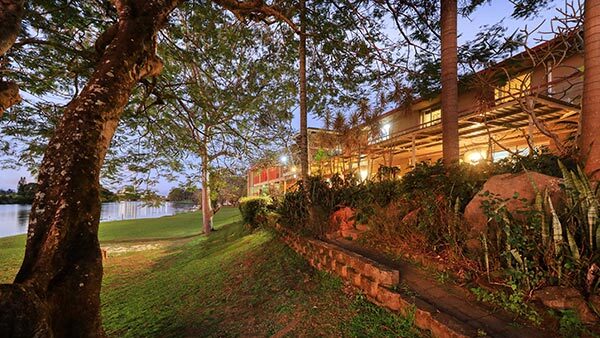 The beautiful Tweed River and the rear of the Tweed River Motel, Murwillumbah, NSW